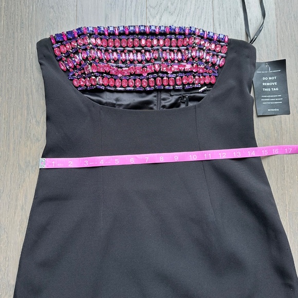 Retrofete Martini Black Strapless Mini Dress Rhinestone Crystal - Small - Picture 12 of 14